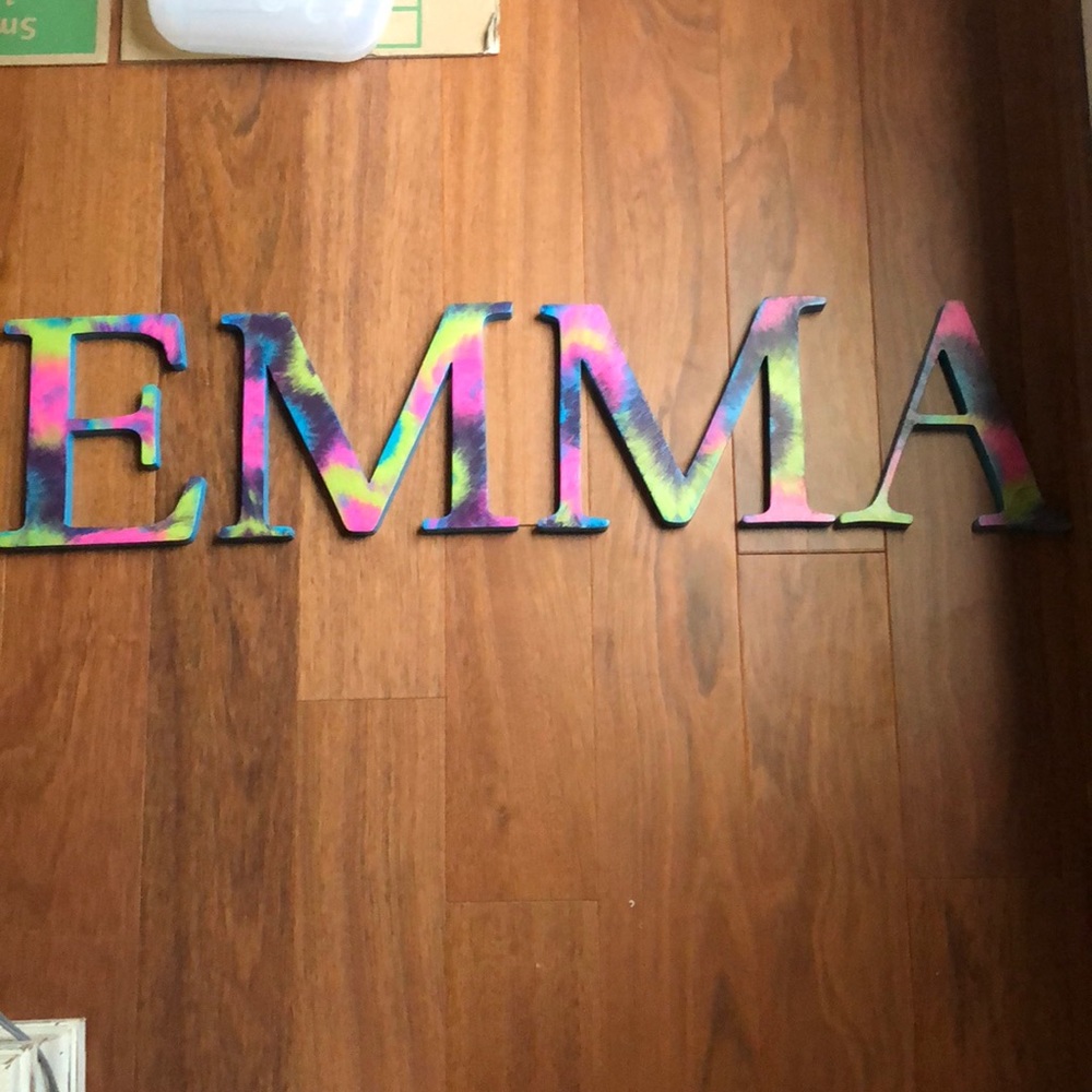 Tie-dyed letters